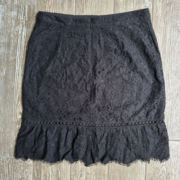 Karl Lagerfeld Paris Black Lace Skirt Ruffle Hem 10 Whimsigoth Date Night Short - Picture 7 of 7